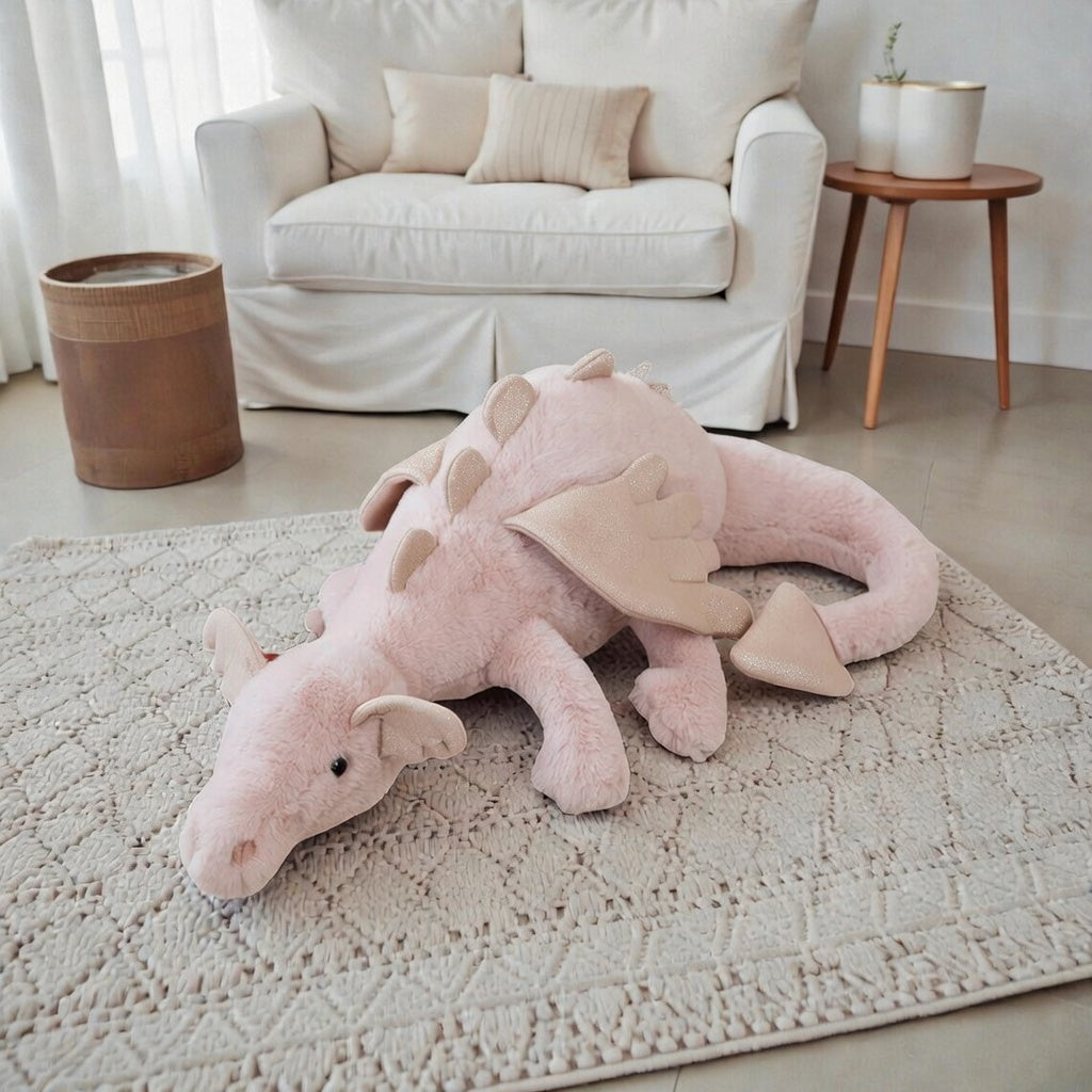 Jellycat Pink Dragon Plush Toy, Soft Short Plush Stuffed Doll, Fantasy Animal Companion