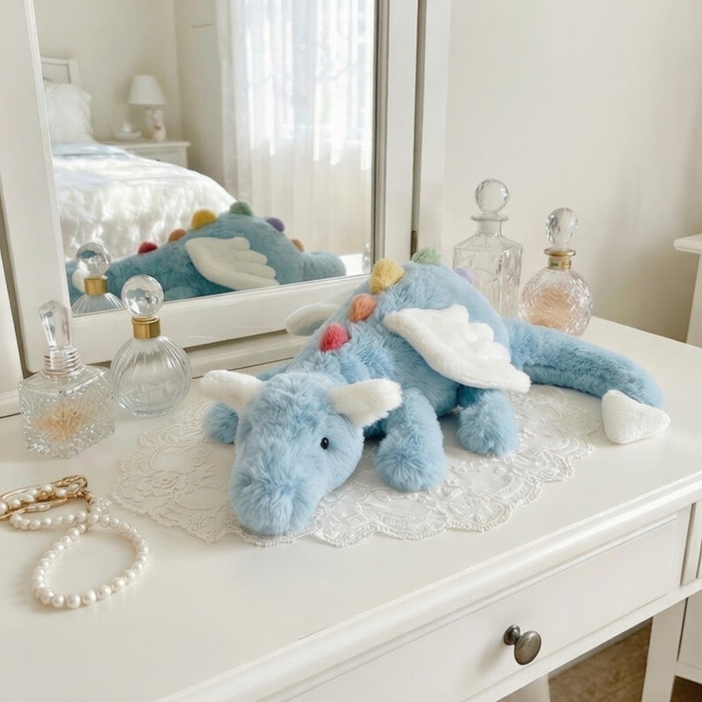 Jellycat Sky Dragon Plush, Soft Short Stuffed Doll, Fantasy Blue Collectible Animal