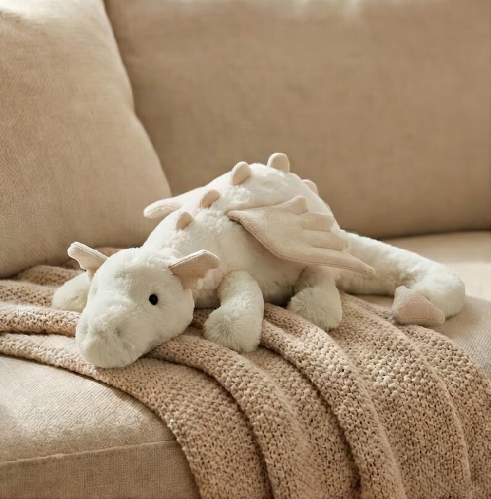 Jellycat Snow Dragon Plush Toy, Large Soft White Stuffed Doll, Fantasy Winter Decor