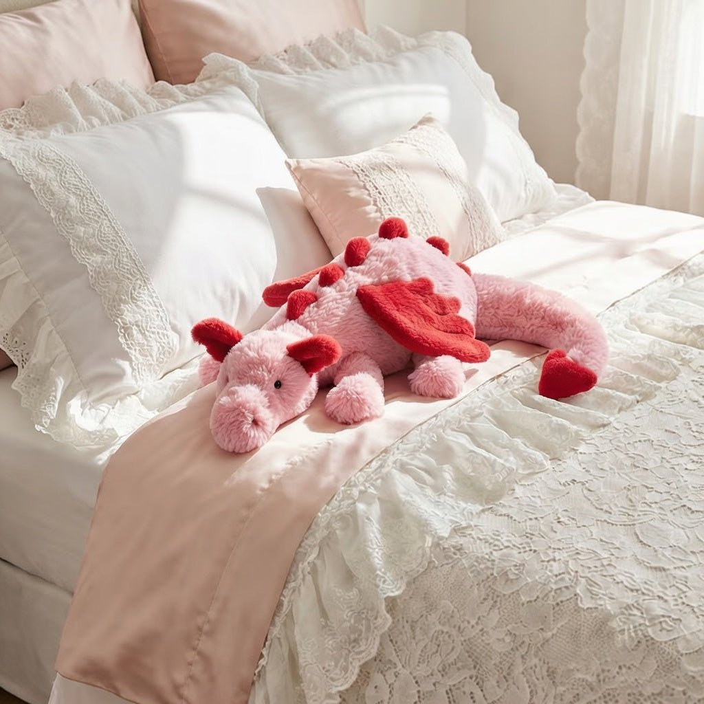 Jellycat Blush Heart Dragon Plush Toy, Soft Short Plush Stuffed Doll