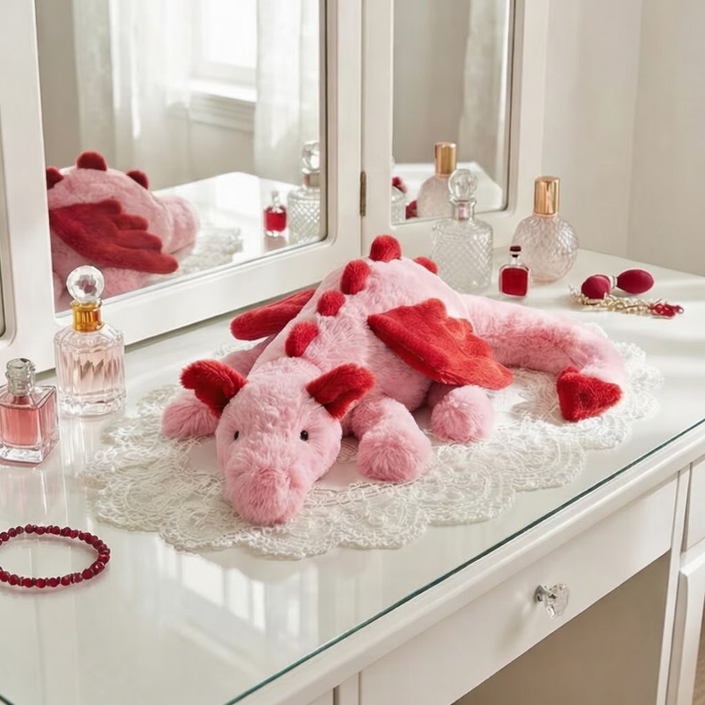 Jellycat Blush Heart Dragon Plush Toy, Soft Short Plush Stuffed Doll