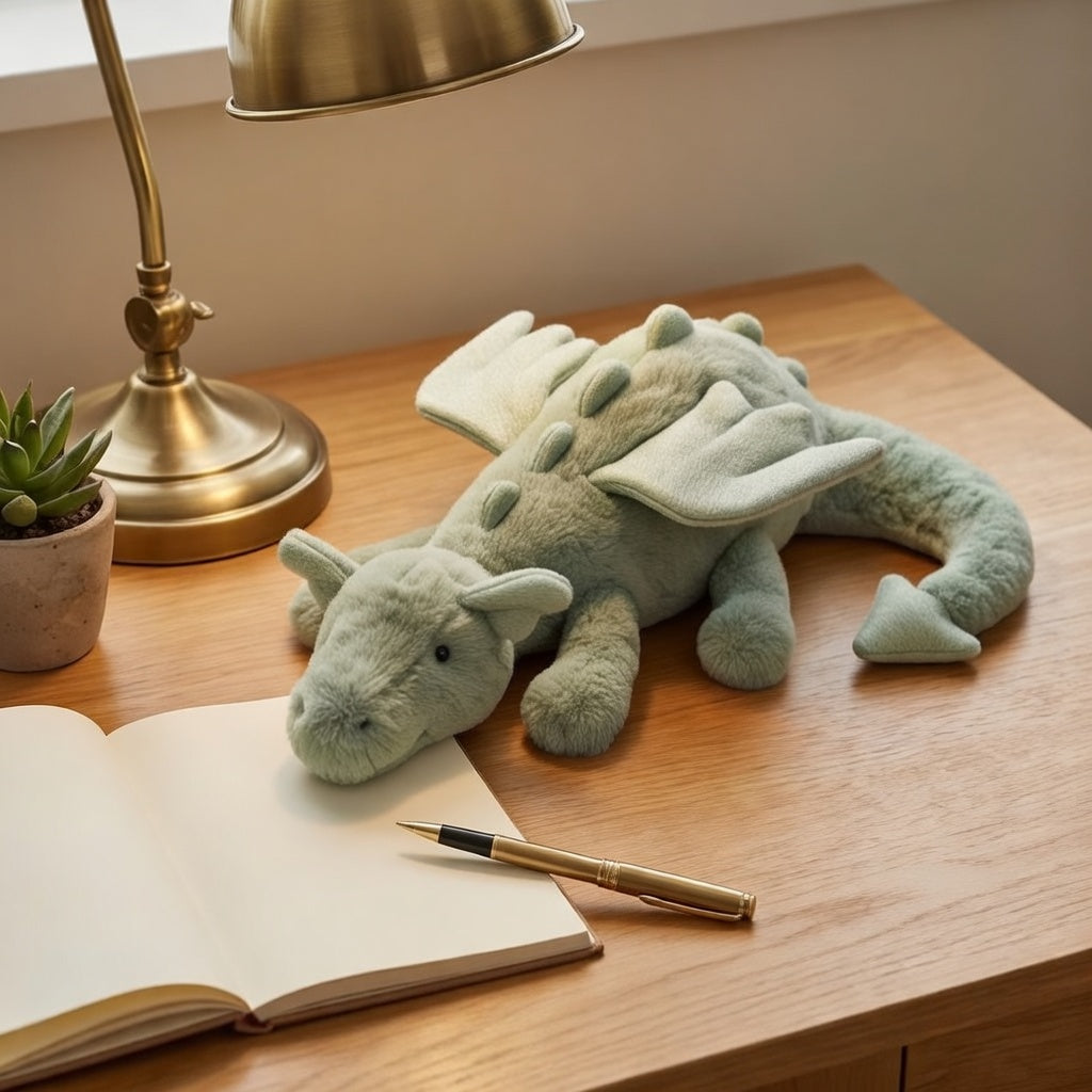 Jellycat Green Dragon Plush Toy, Soft Short Plush Stuffed Doll, Fantasy Lucky Animal