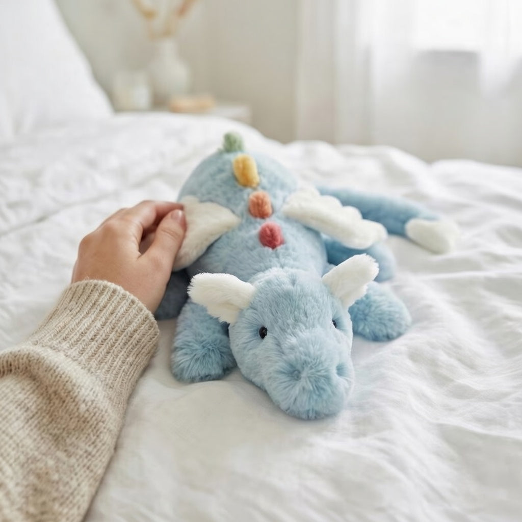 Jellycat Sky Dragon Plush, Soft Short Stuffed Doll, Fantasy Blue Collectible Animal