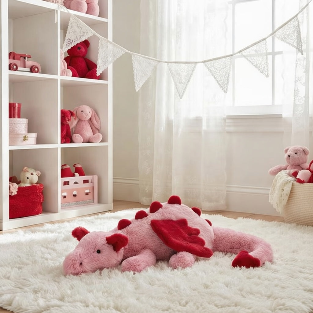 Jellycat Blush Heart Dragon Plush Toy, Soft Short Plush Stuffed Doll