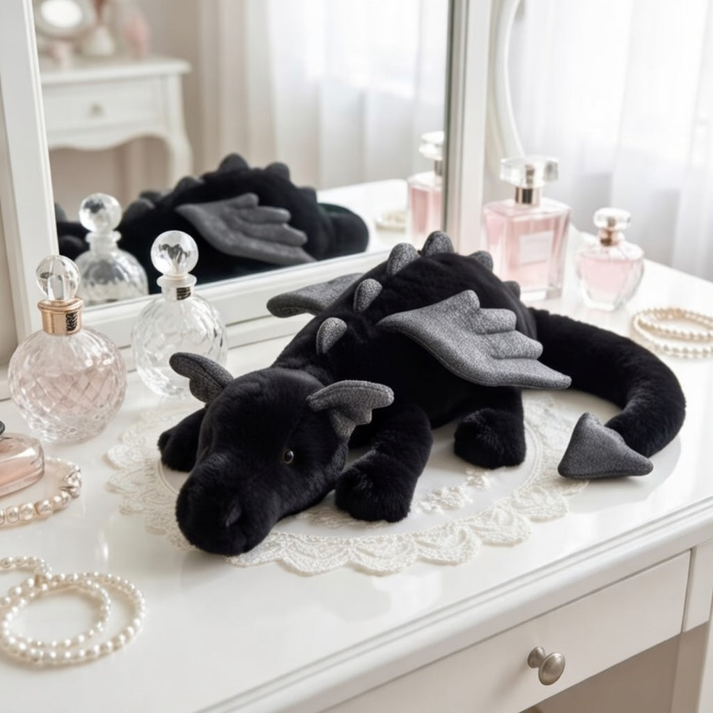 Jellycat Black Dragon Plush Toy, Soft Short Plush Stuffed Doll, Fantasy Gothic Décor