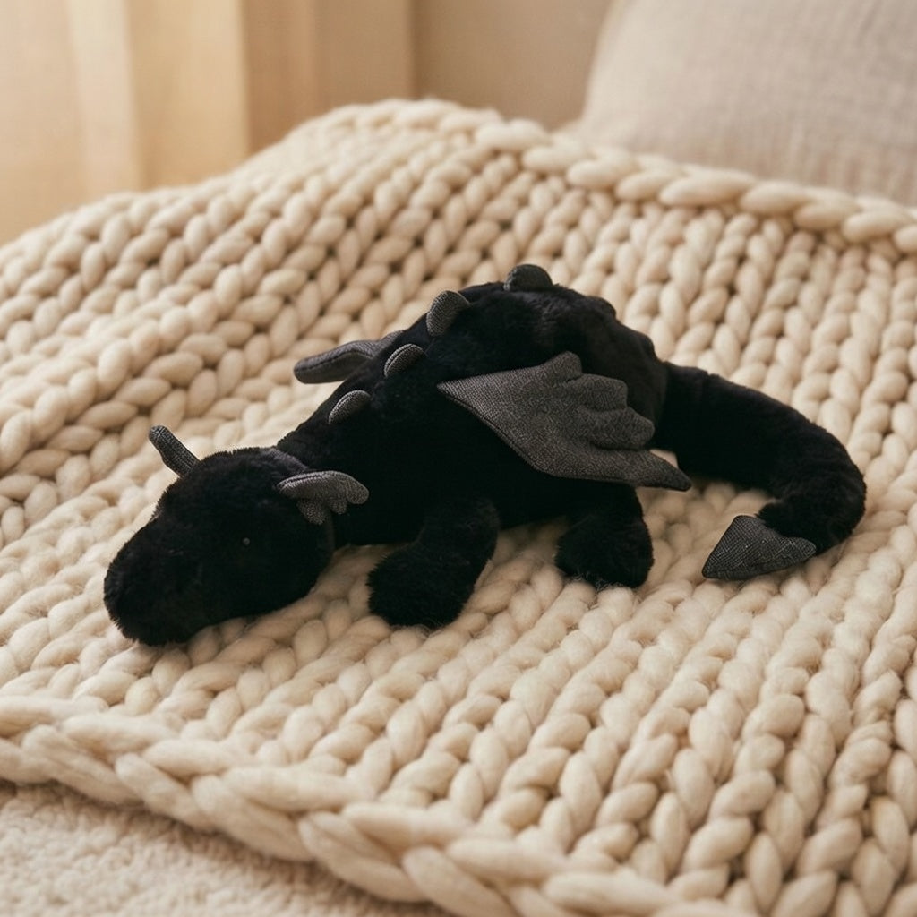 Jellycat Black Dragon Plush Toy, Soft Short Plush Stuffed Doll, Fantasy Gothic Décor
