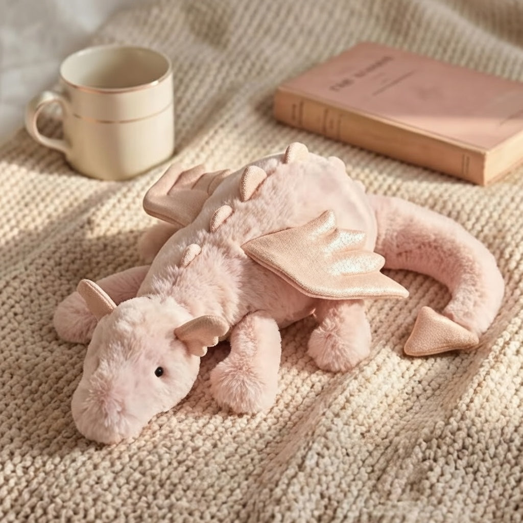 Jellycat Pink Dragon Plush Toy, Soft Short Plush Stuffed Doll, Fantasy Animal Companion