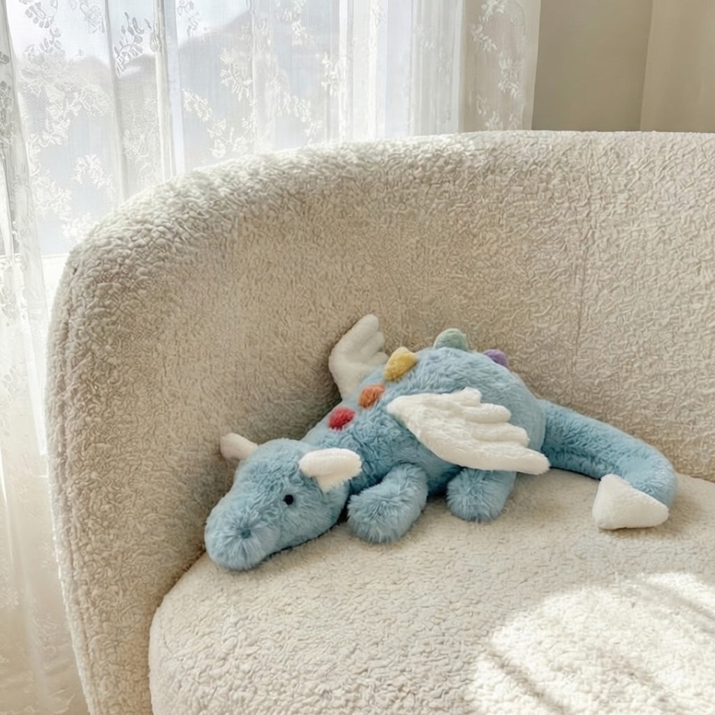Jellycat Sky Dragon Plush, Soft Short Stuffed Doll, Fantasy Blue Collectible Animal